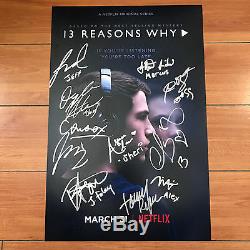 13 REASONS WHY SIGNED 12x18 TV POSTER BY 11 CAST MEMBERS with PROOF HANNA BAKER