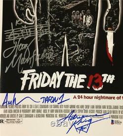 1980 Friday the 13th JASON cast signed 11x17 movie poster photo Beckett BAS COA