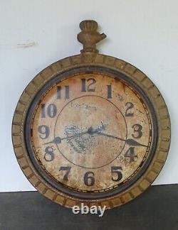 19th C cast iron & zinc clock trade sign, orig. Painted surface