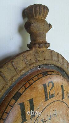 19th C cast iron & zinc clock trade sign, orig. Painted surface