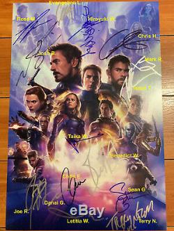 AVENGERS ENDGAME SIGNED 12X18 MOVIE POSTER BY 16 CAST MEMBERS with BECKETT BAS COA