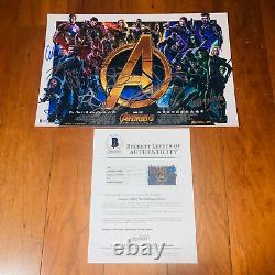 AVENGERS INFINITY WAR SIGNED 12X18 MOVIE POSTER BY 18 CAST CHRIS EVANS with COA