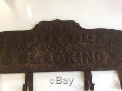 Antique 1860 Cast Iron Handy Box French Shoe Blacking Cast Iron Advertising Sign