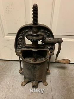 Antique Cast Iron Enterprise Mfg. Co. Sausage Stuffer Fruit Wine Press-Large