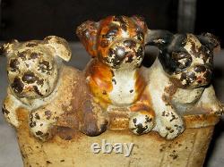 Antique Cast Iron Hubley Pa USA Dog In Basket Art Statue Sculpture Bookends Sign