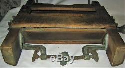 Antique Country Primitive Horseshoe Wood Cast Iron Hardware Wash Clothes Wringer