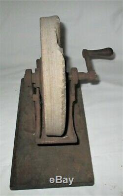 Antique Country Primitive Sign Cast Iron Wood Sharpening Stone Wheel Tool Knife