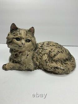 Antique Hubley #335 Cast Iron Fireside Kitten Cat Doorstop Original Paint Signed