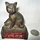 Antique Sign Cast Iron Usa Cat Kitten Art Advertising Plaque Statue Paperweight