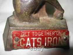 Antique Sign Cast Iron USA Cat Kitten Art Advertising Plaque Statue Paperweight