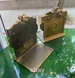 Antique, Signed Cast Iron E. F Caldwell and Co New York Bronze Book Ends