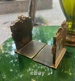 Antique, Signed Cast Iron E. F Caldwell and Co New York Bronze Book Ends