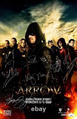 Arrow Cast Signed Autographed 11X17 Poster 8 Autos Amell Barrowman JSA XX29842