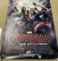 Avengers Age of Ultron Movie Poster CAST SIGNED Premiere Poster withBadge & COA