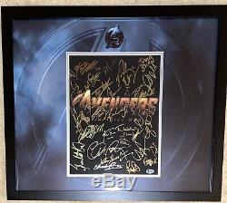 Avengers Cast 11x14 Photo Signed Framed x32 Robert Downey Chadwick Boseman BAS