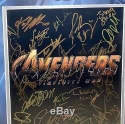 Avengers Cast 11x14 Photo Signed Framed x32 Robert Downey Chadwick Boseman BAS