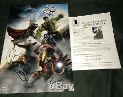 Avengers signed poster 12x18 photo BAS Endgame Downey Scarlett Johansson cast