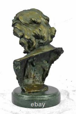BEETHOVEN 100% Pure Bronze Cast Stone Milo Original Signed Bust Sculpture 12'