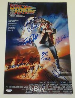 Back To The Future Cast Signed 12x18 Photo Poster Michael J Fox 8 Signatures Psa