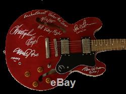 Back To The Future Cast Signed Guitar Michael J Fox Rare Inscriptions Auto Bas