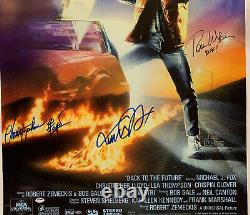 Back to Future Cast Signed by 3 Movie Poster Autographed 27x40 Michael J Fox PSA