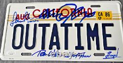 Back to the Future FOX+ Cast Signed Outatime License Plate Autograph JSA COA