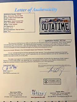 Back to the Future FOX+ Cast Signed Outatime License Plate Autograph JSA COA