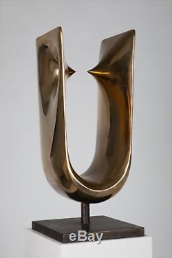 Beautiful Original Fine Art Abstract Cast Bronze Sculpture With Polished Finish