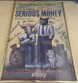 Broadway cast signed poster. Serious Money. 1988. Original Authentic Framed