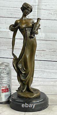 Bronze Sculpture Hot Cast Signed Original French Jean Patoue Female Statue Sale