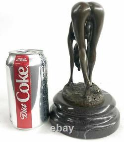 Bronze Sculpture Signed Original Hot Cast Nude Girl By Cesaro Statue Figurine