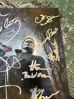 CAST SIGNED HALLOWEEN JAMIE LEE CURTIS POSTER John Carpenter BECKETT COA