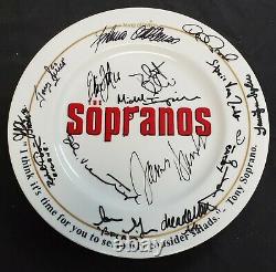 COMPLETE Main Cast signed Gandolfini The Sopranos Make-A-Wish Logo Plate 1of1