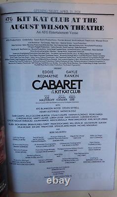 Cabaret Cast Signed Opening Night Playbill 2024 Eddie Redmayne Gayle Rankin