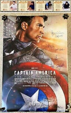 Captain America Cast Signed Poster CHRIS EVANS STAN ATWELL Carter Bucky Avengers