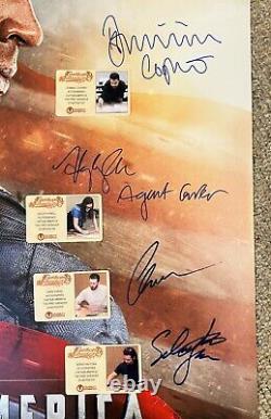 Captain America Cast Signed Poster CHRIS EVANS STAN ATWELL Carter Bucky Avengers