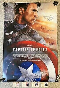 Captain America Cast Signed Poster CHRIS EVANS STAN ATWELL Carter Bucky Avengers