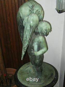 Carl Paul Jennewein Cast Bronze Sculpture Boy Stork 25 1/2 SIGNED CPJ 1941