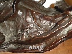 Cast Bronze Sculpture THE RUDE AWAKENING by H. CLAY DAHLBERG. Signed. 16/25 1982