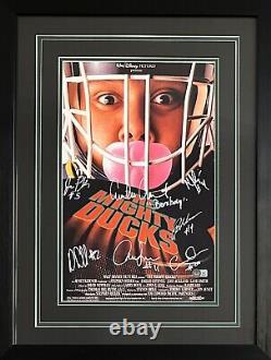 Cast Signed Mighty Ducks inscribed framed 11x17 photo JSA COA Mighty Ducks