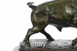 Charging Bull Bronze Statue Sculpture Lost Wax Casting Marble Base Moigniez 11