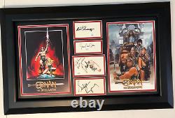 Conan Cast Signed Photo Display Schwarzenegger, Jones, Mako, Bergman Jsa Coa