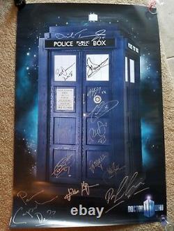 Doctor Who Cast Signed Poster. Capaldi Tennant Smith Baker McCoy Eccleston