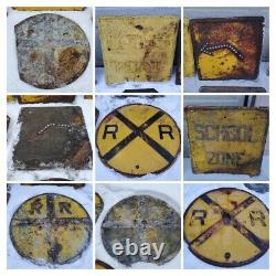 Early VTG LOT OF 17 CAST IRON CAT EYE MARBLE RAILROAD CROSSING ROAD STREET SIGNS