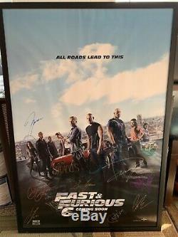 Fast and Furios 6 Movie Poster Full Cast Autograph with COA Paul Walker Signed