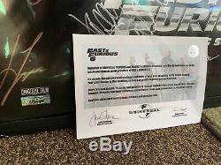 Fast and Furios 6 Movie Poster Full Cast Autograph with COA Paul Walker Signed