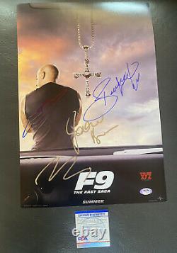 Fast and Furious 9 Cast Signed Poster Diesel, Brewster, Tyrese, Bow Wow PSA COA