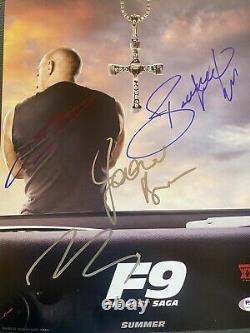 Fast and Furious 9 Cast Signed Poster Diesel, Brewster, Tyrese, Bow Wow PSA COA