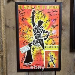 Framed Cast Signed SATURDAY NIGHT FEVER Broadway Poster Window Card With Playbill