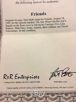 Friends CAST SIGNED AUTOGRAPH FINAL DRAFT SCRIPT 8-18-1995Super Rare! With COA